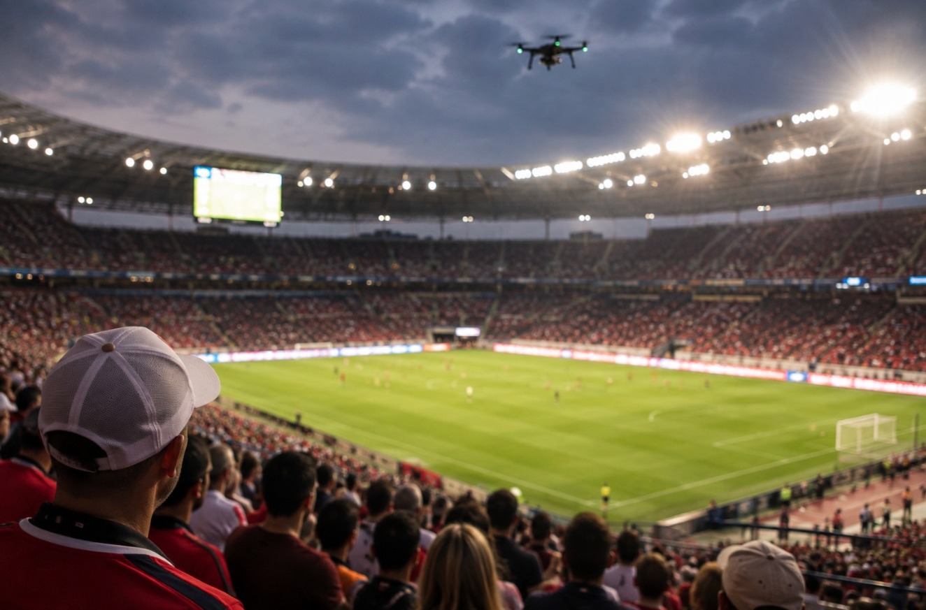 Drone detection for stadiums monitoring unauthorized drones over a crowded sports venue