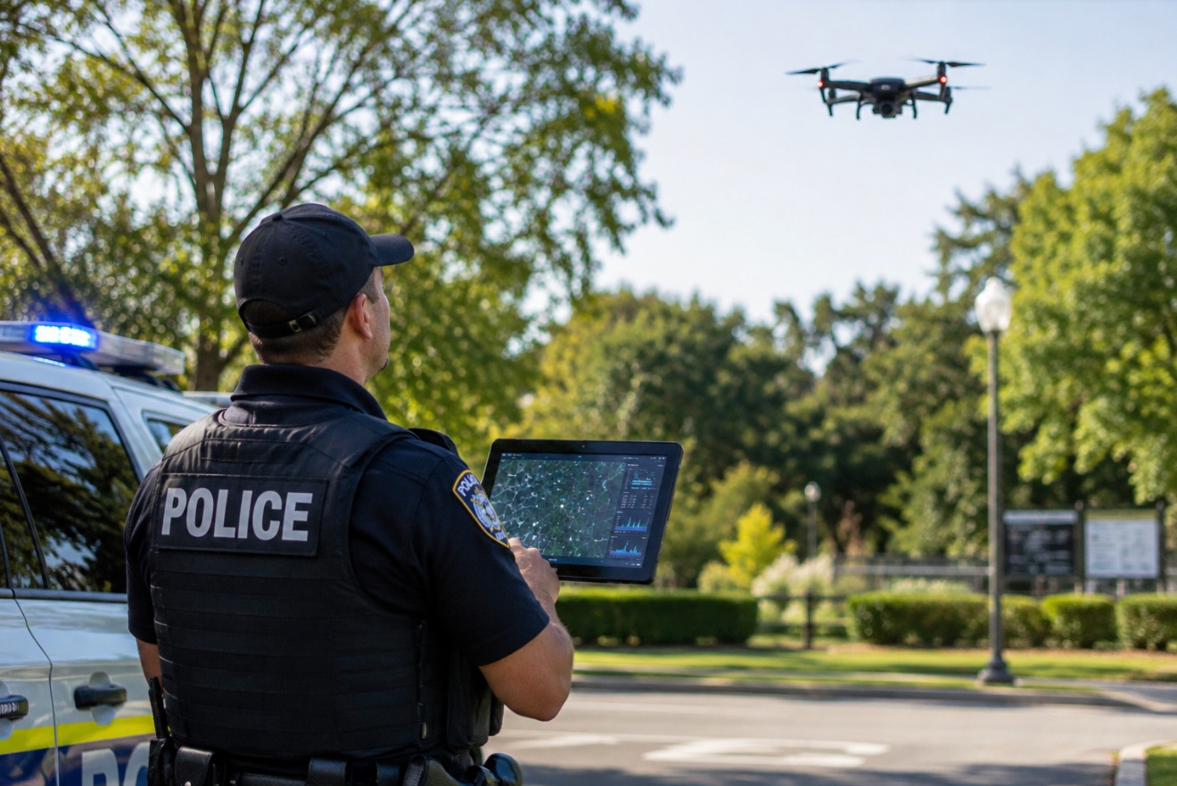 Drone detection for law enforcement monitoring a drone in real time