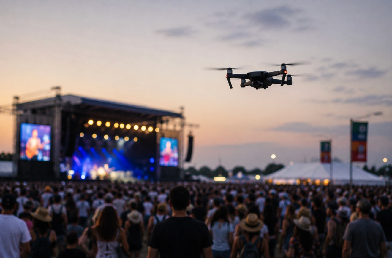Drone detection for events at an outdoor festival