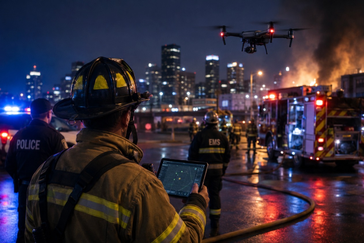 Drone detection for first responders during an emergency response operation